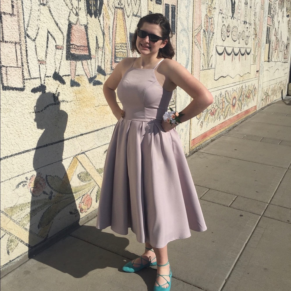 Lilac prom dress with pockets